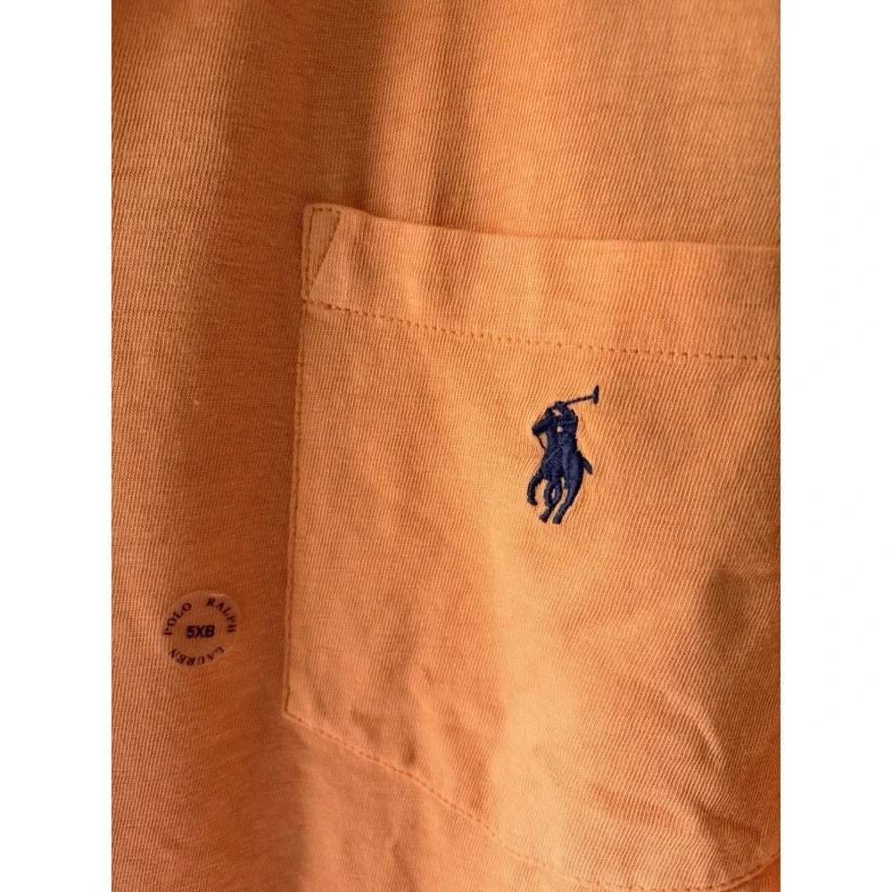 NWT Polo Ralph Lauren Men's Orange Short Sleeve Polo Shirt Pocket Size 5XB $138